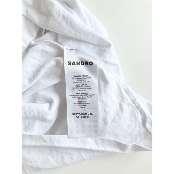 SANDRO Trivoli White Jersey Flocked Cotton Shoulder Pad Muscle Tank, Size 2/M - Picture 14 of 16